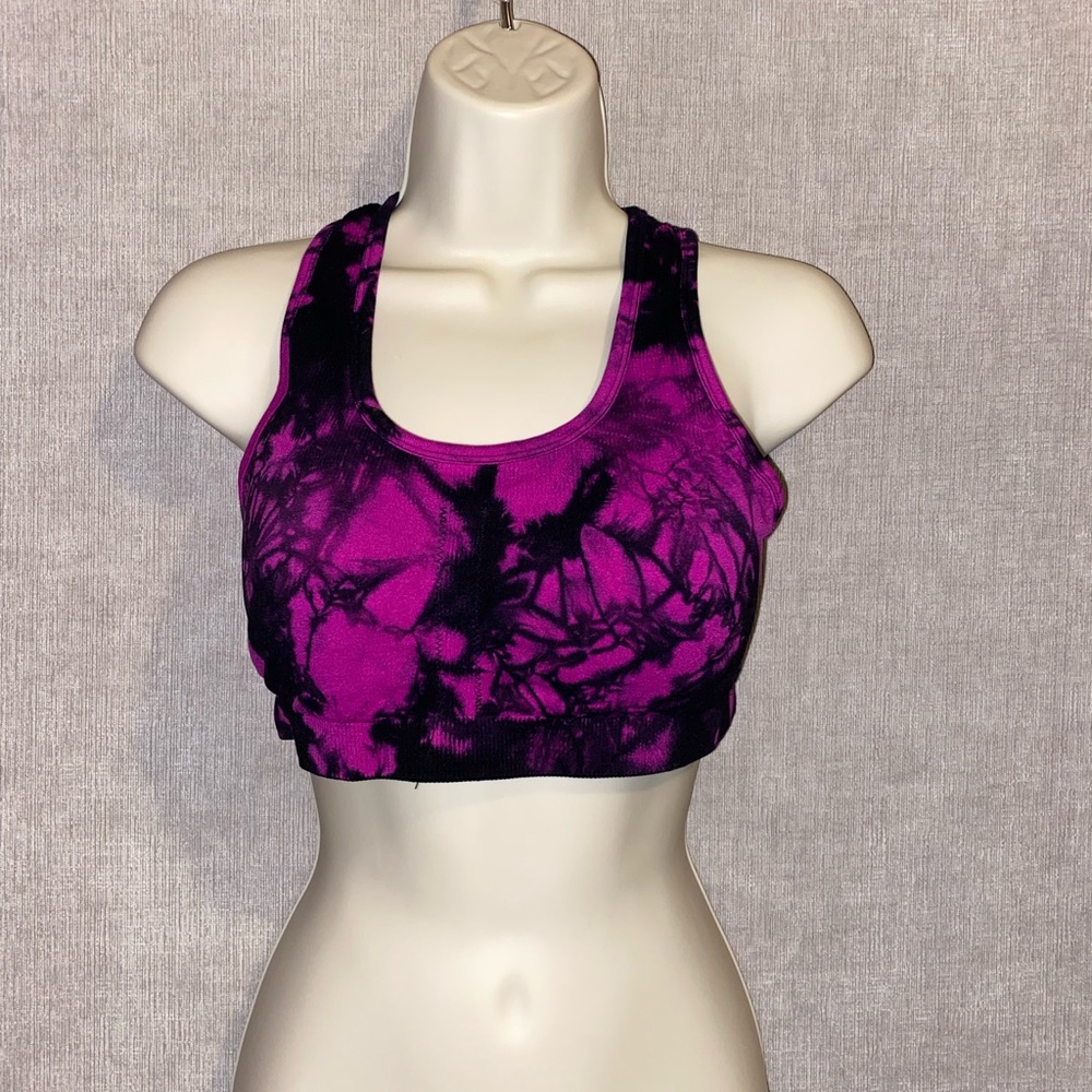 Lululemon Bra Top Fushia/Black Tie dye design 6 M